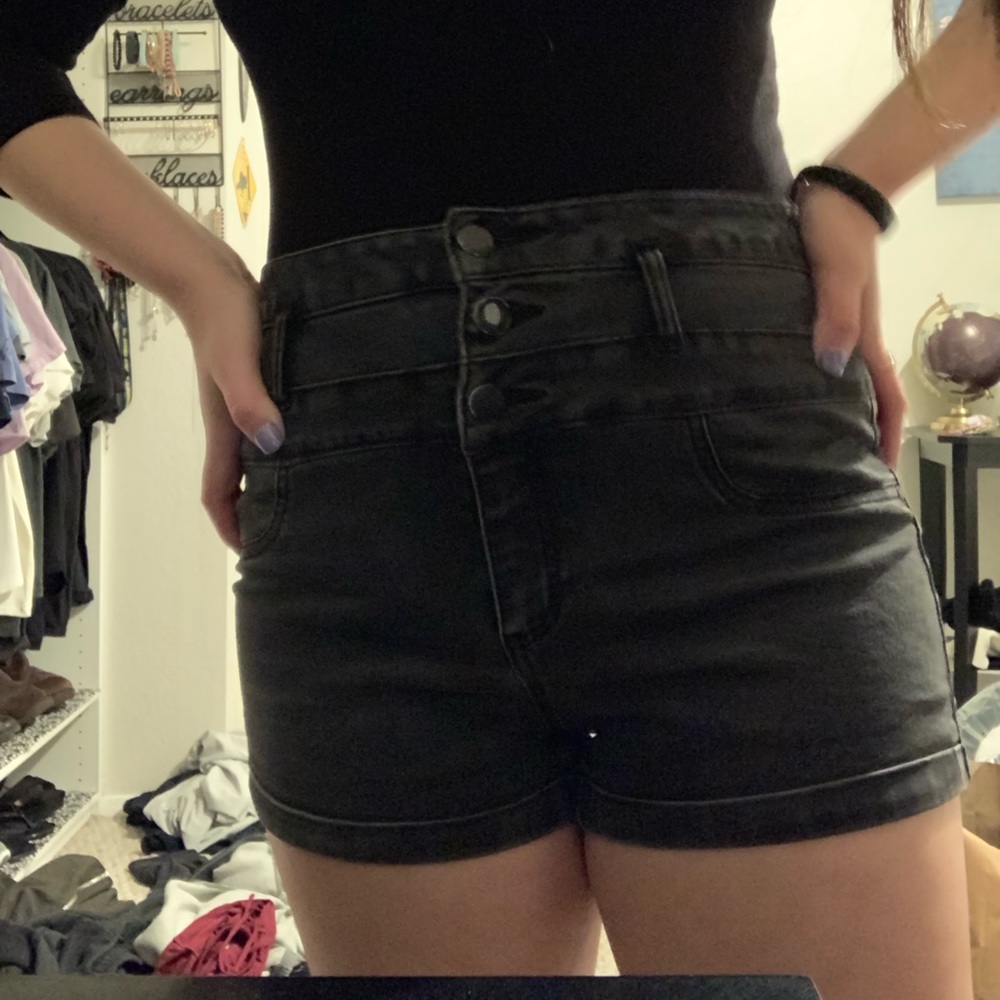 High rise black shorts